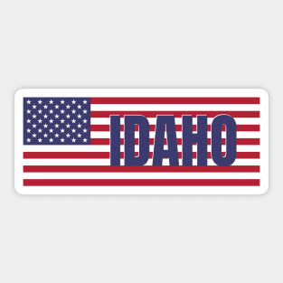 Idaho State in American Flag Sticker